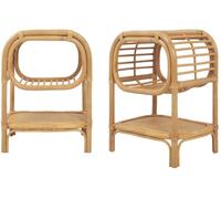 sweeek Mesita de noche de ratán natura curvado, set de 2, natural