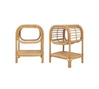 sweeek - Mesita de Noche de ratán Natural Curvado, Set de 2, Serang, Natural, 40x30x50 cm