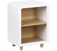 sweeek Mesita de noche efecto madera, 2 nichos, blanco
