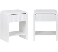 sweeek Mesita de noche efecto madera acanalada, set de 2, blanco