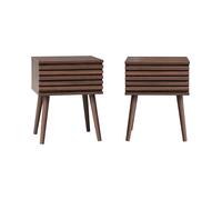 sweeek - Mesita de Noche Estilo escandinavo, Set de 2, Madere, Madera de Nogal, 29x40x50.5 cm