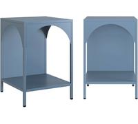 sweeek Mesita de noche industria de metal, set de 2, azul gris