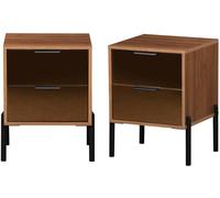 sweeek Mesita de noche vintage de 2 cajones con crista ahumado, set de 2,