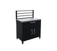 sweeek-Módulo cocina exterior de acero 1 cajón y 2 puertas, 80cm, Grimaud, Negro, 72x46x35.5 cm