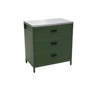 sweeek-Módulo cocina exterior de acero 3 cajones, 80cm, Naxos, Verde, 80x51x87.5 cm