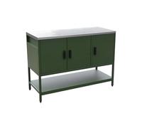 sweeek-Módulo cocina exterior de acero 3 puertas y 1 estante, 120cm, Naxos, Verde, 120x51x87 cm