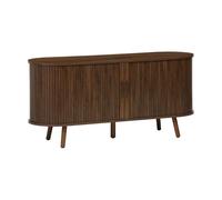 sweeek - Mueble TV escandinavo con 2 Puertas correderas acanaladas Efecto Madera, 120cm, Legacy, Madera de Nogal, 120x40x57 cm