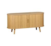 sweeek - Mueble TV escandinavo con 2 Puertas correderas acanaladas Efecto Madera, 120cm, Legacy, Natural, 120x40x57 cm
