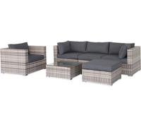 sweeek Muebles de jardin, rattan sintetico, varios grises, 5 plazas