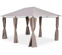 sweeek Pérgola 3x4m con cortinas pardo