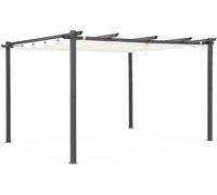 sweeek Pérgola 3x4m de aluminio con cubierta corredera, crudo
