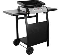 sweeek Plancha de gas 2 quemadores 5kw + carro, negro