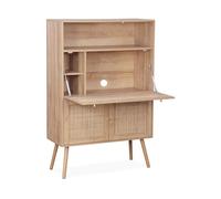 sweeek - Secretaria Escritorio, 2 Puertas de caña, estantes, Efecto Madera, Patas de Abeto