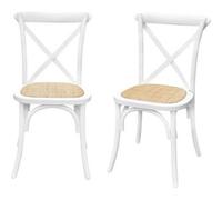 Sweeek Silla de bistró vintage de madera, set de 2 blanco