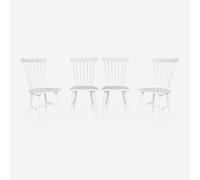 sweeek-Silla de madera de hevea, set de 4 Blanco - 49x44x90 cm