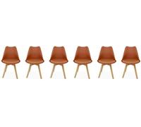 sweeek Silla escandinava con patas de madera de haya, set de 6, terracotta