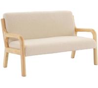 sweeek Silla infantil escandinava de 2 plazas en madera y tela borreguito,