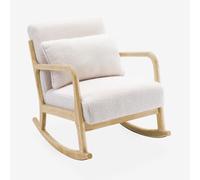 sweeek-Silla Mecedora Estilo escandinavo con Borreguito Crema - 65x80x81.5 cm