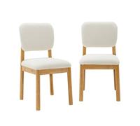 sweeek - Sillas de Madera de hevea y Borreguito, Set de 2, Swann, Blanco, 45x48.5x89.5 cm