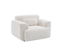 sweeek-Sillón de Tela Borreguito con cojín Incluido, Wallas Borreguito, Crema, 116x97x73 cm