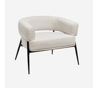 sweeek-Sillón de Tela con Respaldo Curvo y Patas de Metal, Cristo, Blanco, 81.5x72.5x69 cm