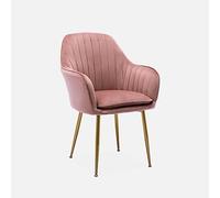 sweeek-Sillón de Terciopelo con Patas de Metal, Shella, Rosa Viejo, 57x59x84.5 cm