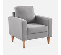 sweeek-Sillón Estilo escandinavo con Patas de Madera Gris Claro - 78x77x70 cm