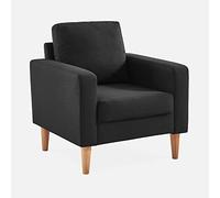 sweeek-Sillón Estilo escandinavo con Patas de Madera Gris Jaspeado - 78x77x70 cm