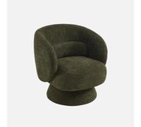 sweeek-Sillón Giratorio 360° en Tela Texturizada con cojín Verde Kaki - 76x76x76.5 cm