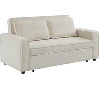 sweeek Sofá cama borreguito de 3 plazas, crema