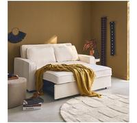 sweeek Sofá cama borreguito de 3 plazas, crema