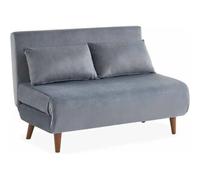 Sweeek Sofá cama con patas de madera, 2 plazas gris oscuro