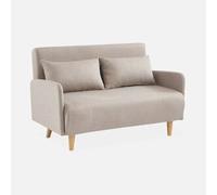 Sweeek Sofá cama con patas de madera de 2 plazas beige