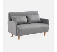 Sweeek Sofá cama con patas de madera de 2 plazas gris claro