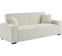 sweeek Sofá cama de 3 plazas en tejido borreguito, crema
