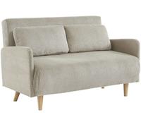 sweeek Sofá cama de pana de 2 plazas con patas de madera, beige