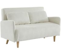 sweeek Sofá cama de pana de 2 plazas con patas de madera, blanco