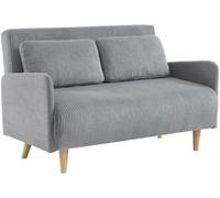 sweeek Sofá cama de pana de 2 plazas con patas de madera, gris claro