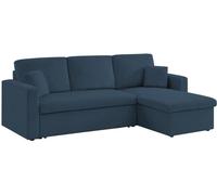 sweeek Sofá cama de pana de 3 plazas, azul