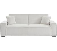 sweeek Sofá cama de pana de 3 plazas, crema