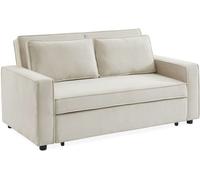 sweeek Sofá cama de pana de 3 plazas, crema