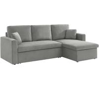 sweeek Sofá cama de pana de 3 plazas, gris claro