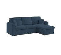 sweeek - Sofá Cama de Pana de 3 plazas, IDA Pana, Azul, 219x84x68 cm