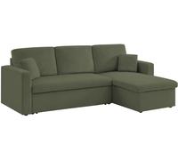 sweeek Sofá cama de pana de 3 plazas, kaki oscuro
