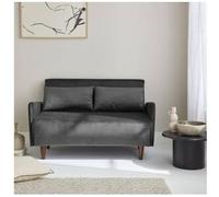 Sweeek Sofá cama de terciopelo con patas de madera, 2 plazas gris oscuro