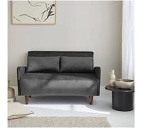 Sweeek Sofá cama de terciopelo con patas de madera, 2 plazas gris oscuro
