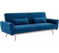 sweeek Sofá cama de terciopelo de 2 a 3 plazas, azul