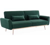 sweeek Sofá cama de terciopelo de 2 a 3 plazas, verde ingles