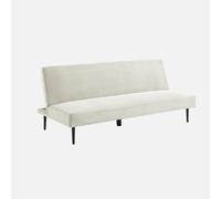 sweeek-Sofá-Cama en Terciopelo de Pana Fina, 3 plazas Crema - 180x85x74.5 cm