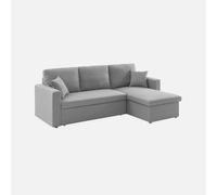 sweeek-Sofá Cama esquinero de 3 plazas Gris Claro - 213.5x136.5x83 cm